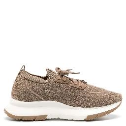 Brown Fabric Athletic Sneakers
