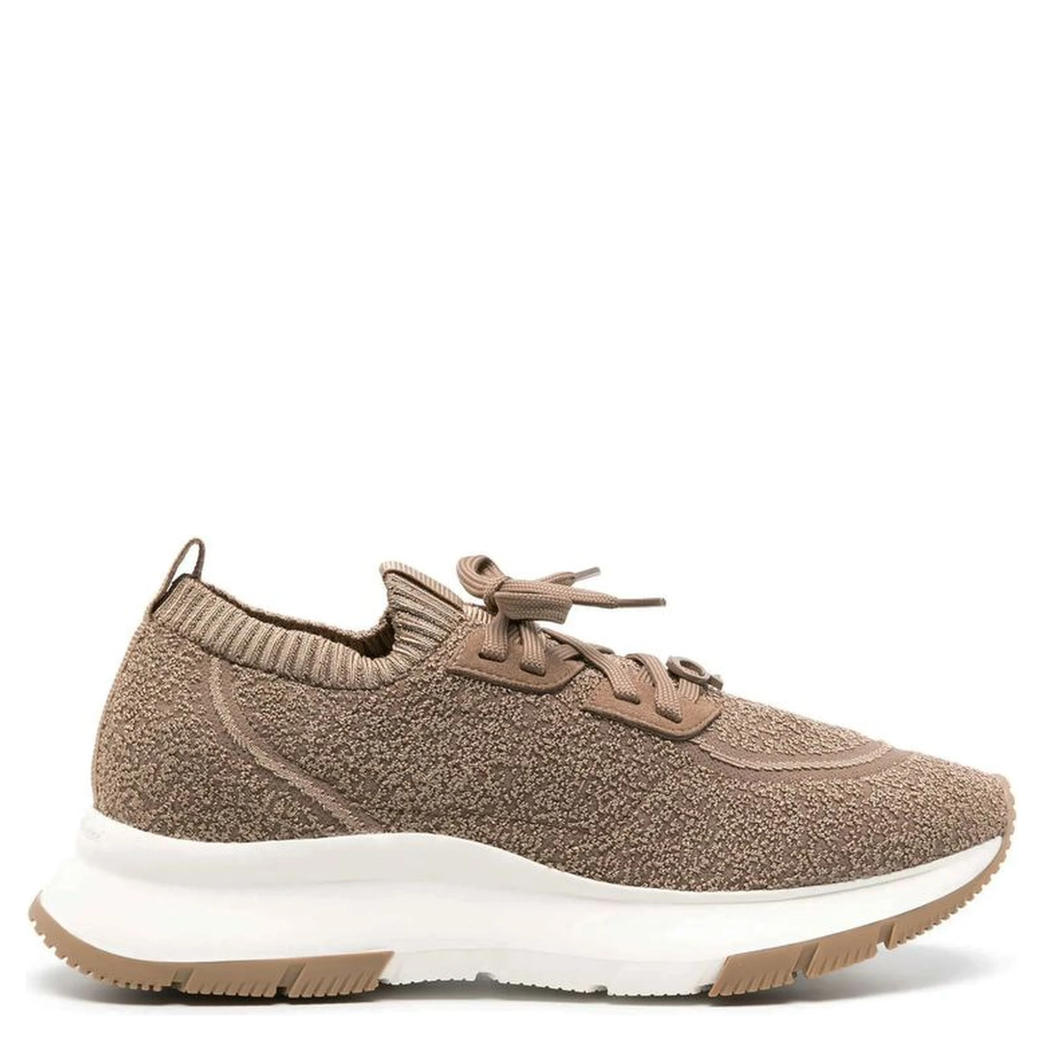 Brown Fabric Athletic Sneakers