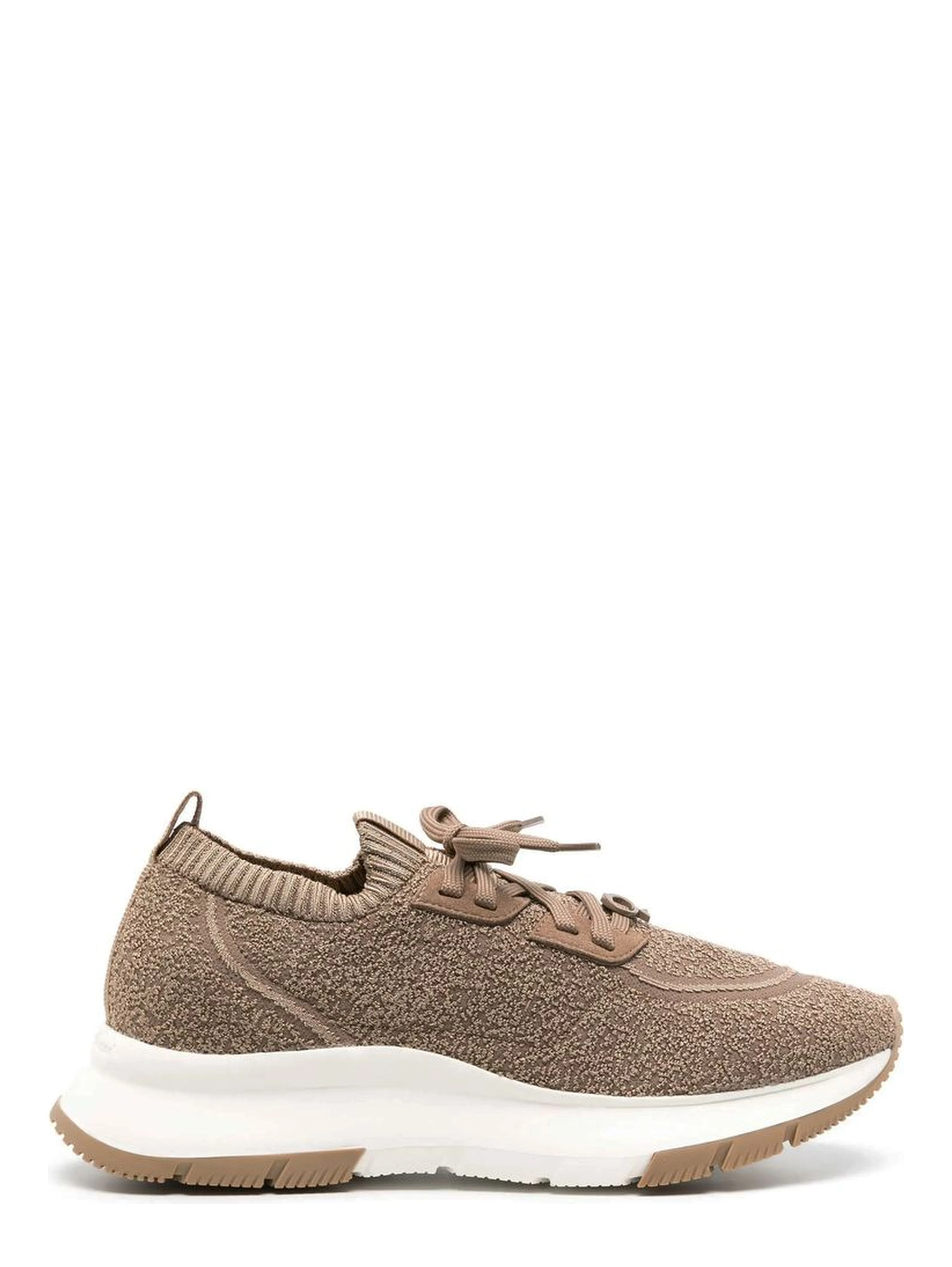 Brown Fabric Athletic Sneakers