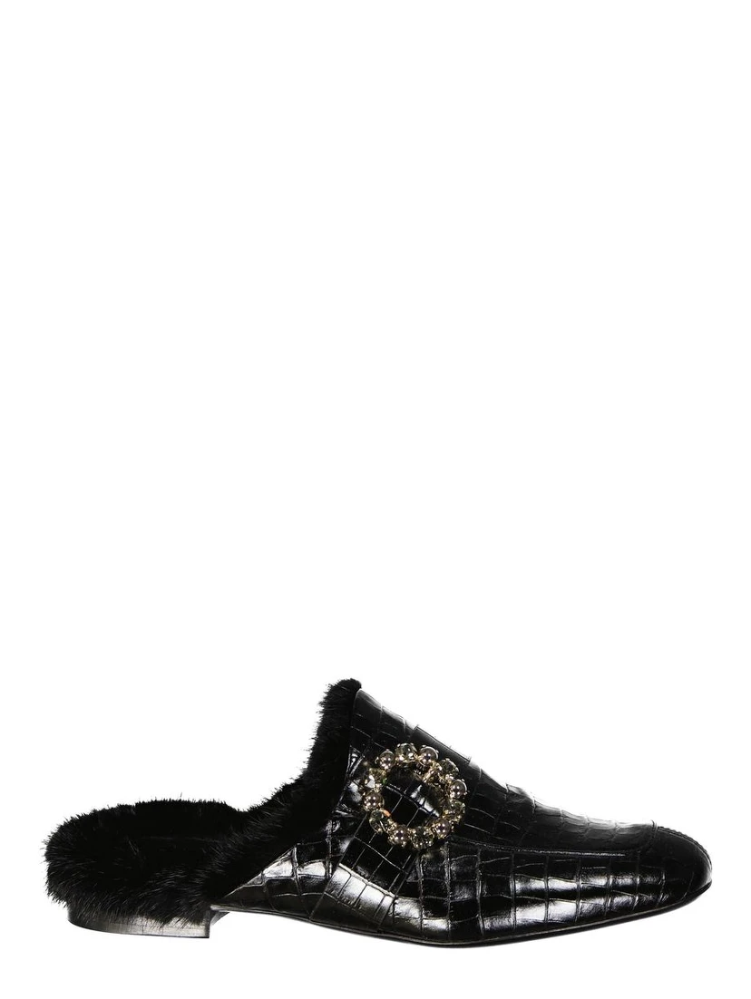 Black Calfskin Mules