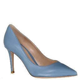 Blue Leather High Heel Pumps