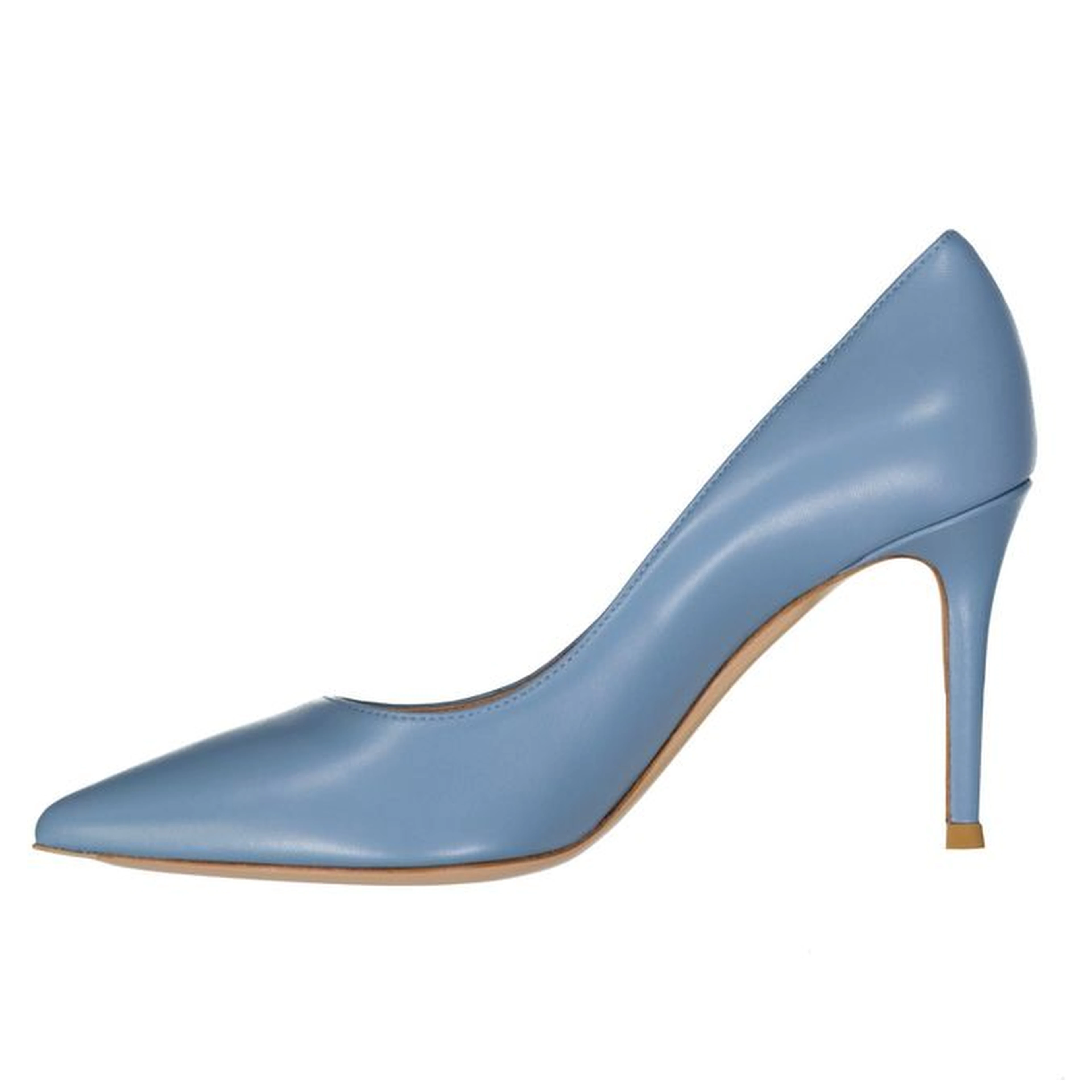 Blue Leather High Heel Pumps