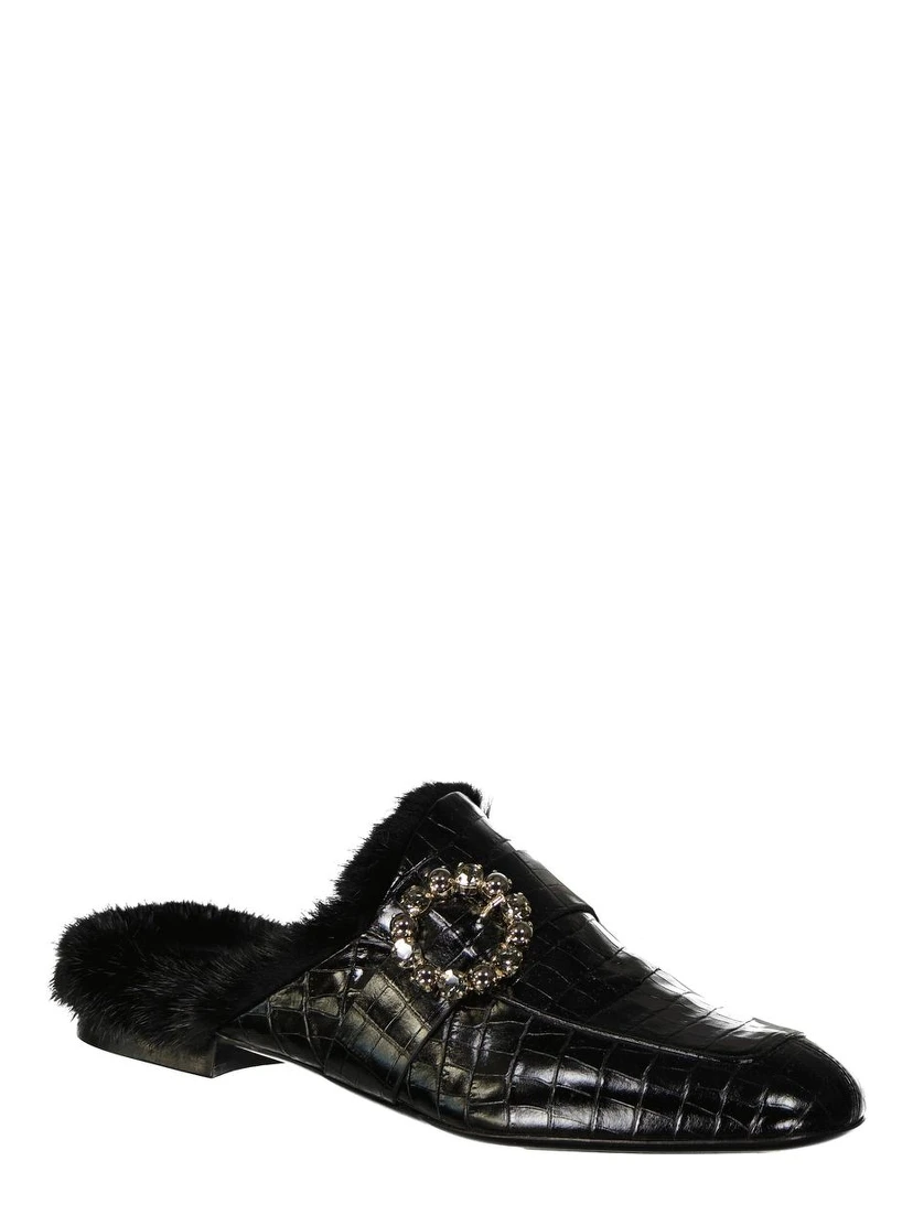 Black Calfskin Mules
