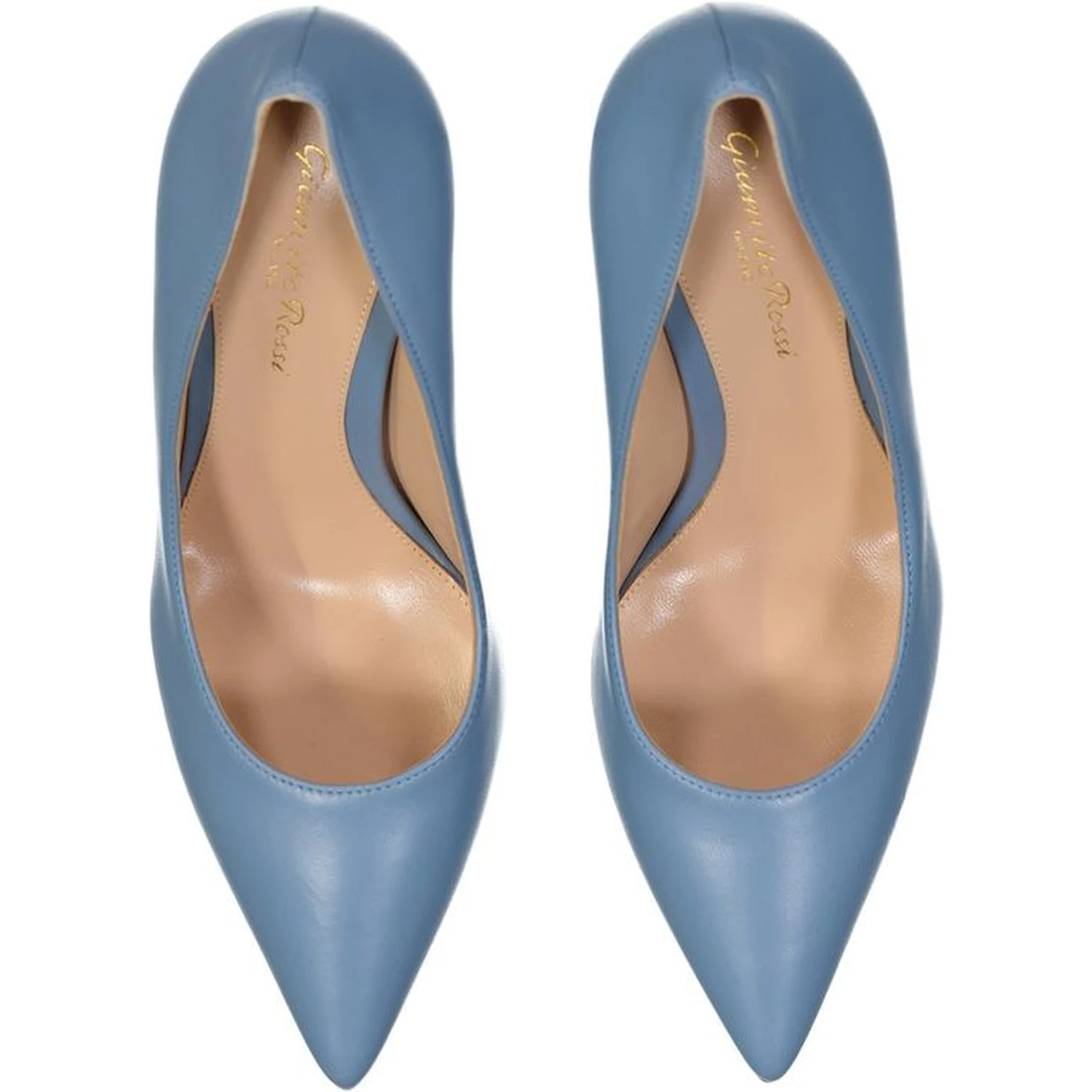 Blue Leather High Heel Pumps