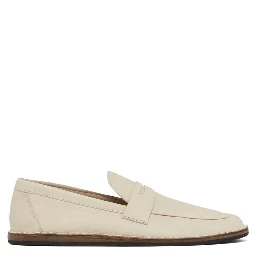 White Calfskin Slip-On Loafers