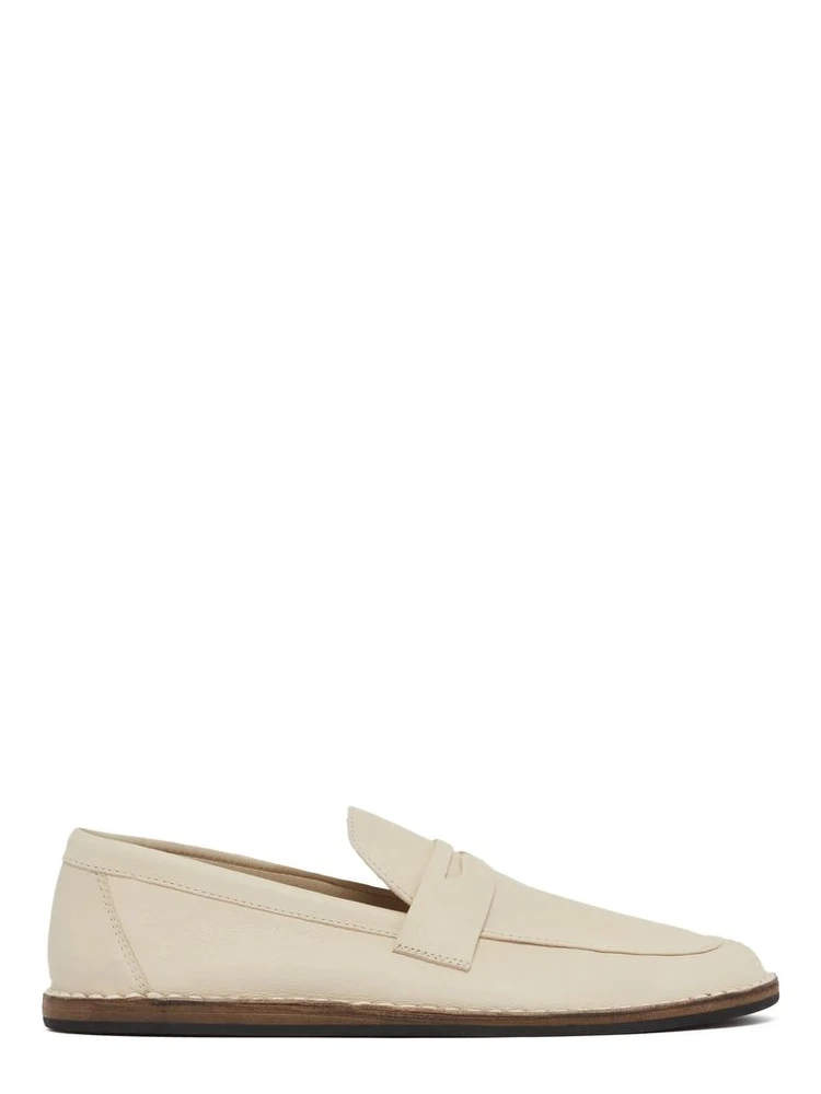 White Calfskin Slip-On Loafers