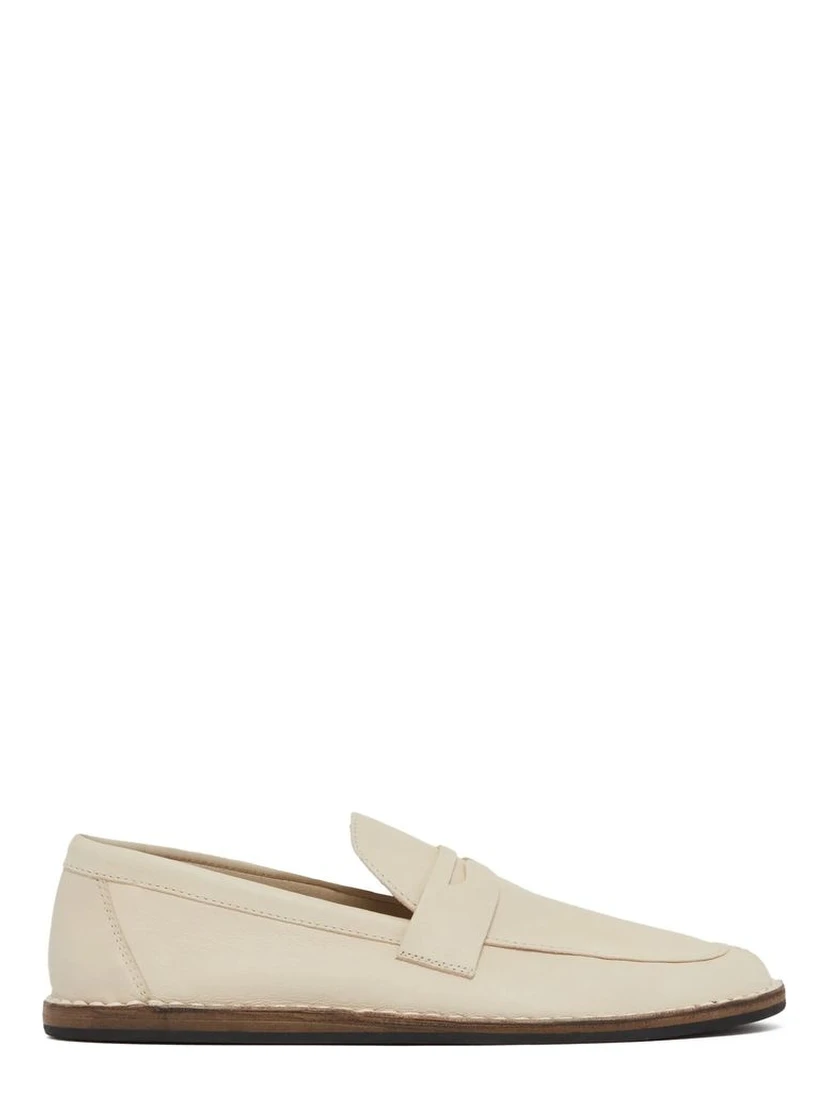 White Calfskin Slip-On Loafers