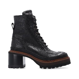 Black Calfskin Lace-Up Boots