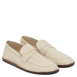 White Calfskin Slip-On Loafers
