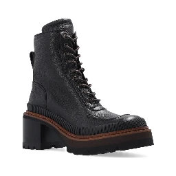 Black Calfskin Lace-Up Boots