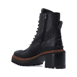 Black Calfskin Lace-Up Boots