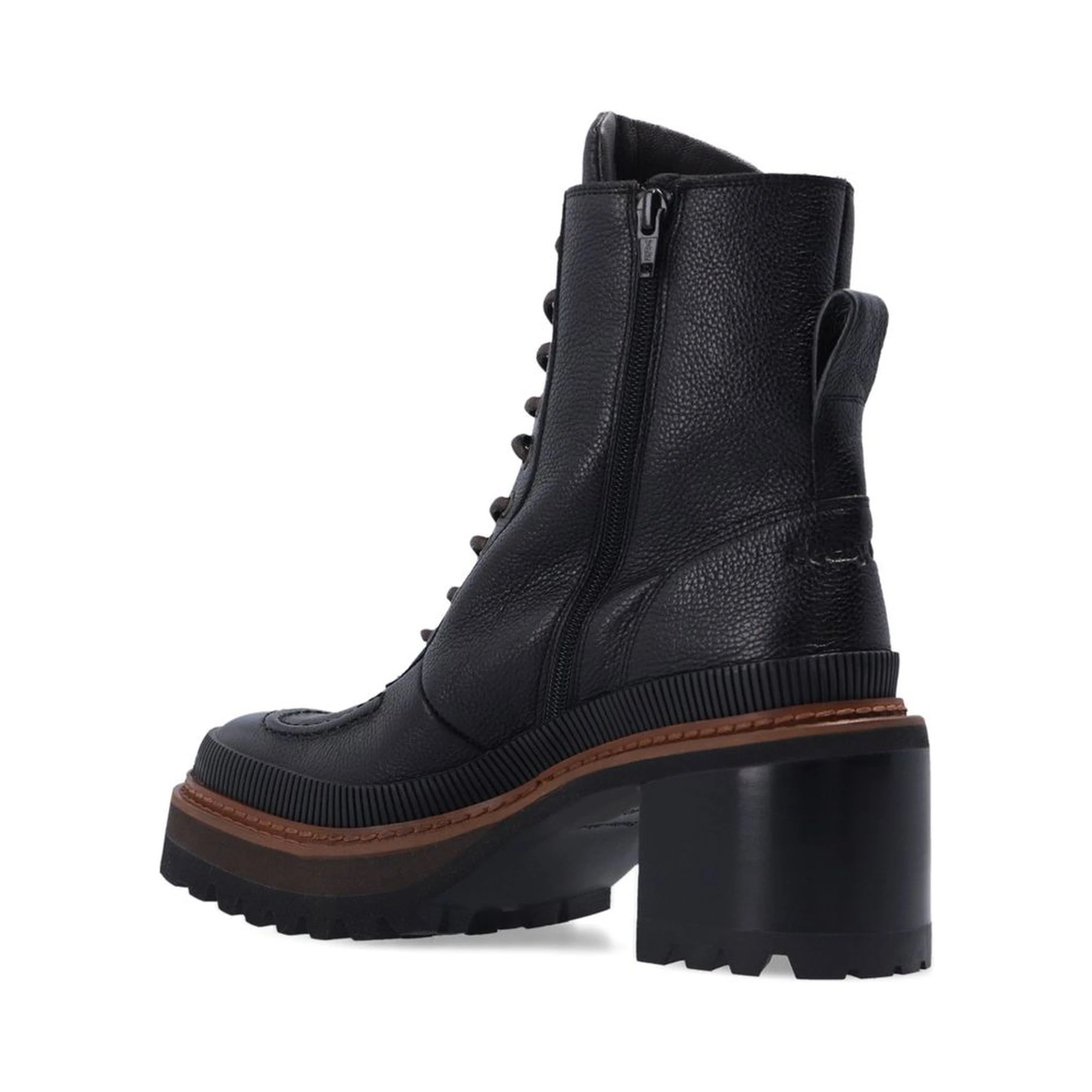Black Calfskin Lace-Up Boots