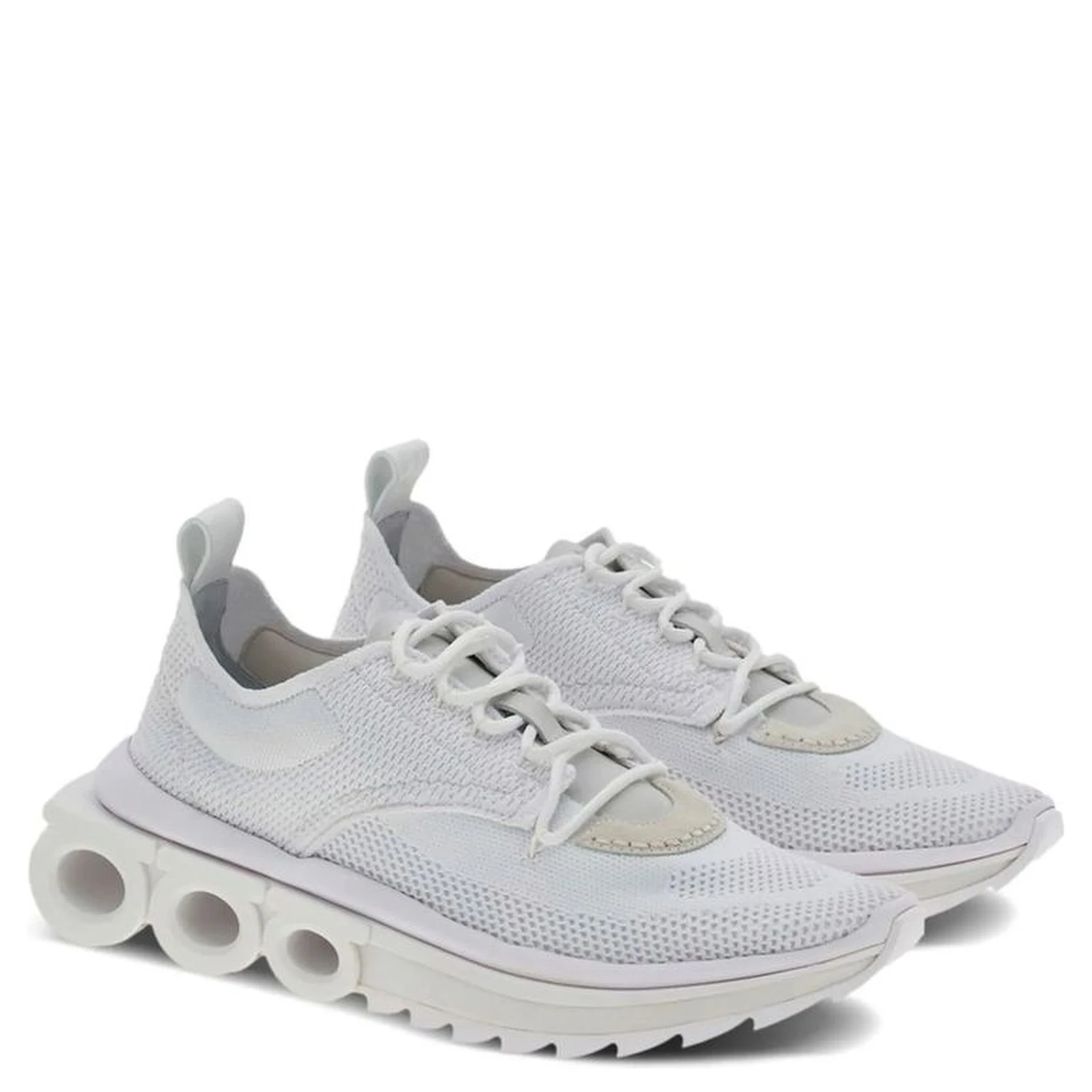 White Nylon Athletic Sneakers