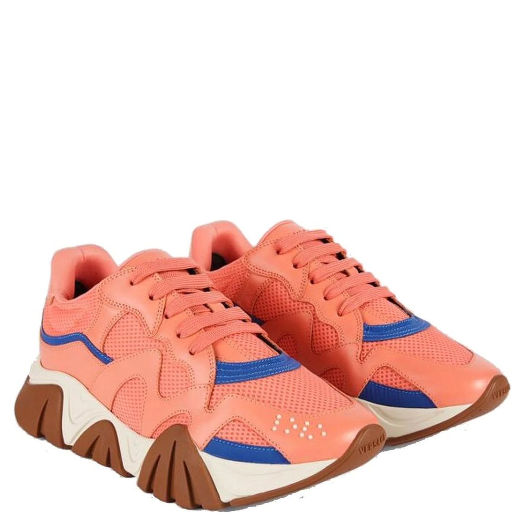Orange Leather Chunky Sneakers