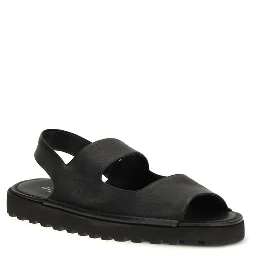 Black Calf Leather Bos Taurus Flat Sandals