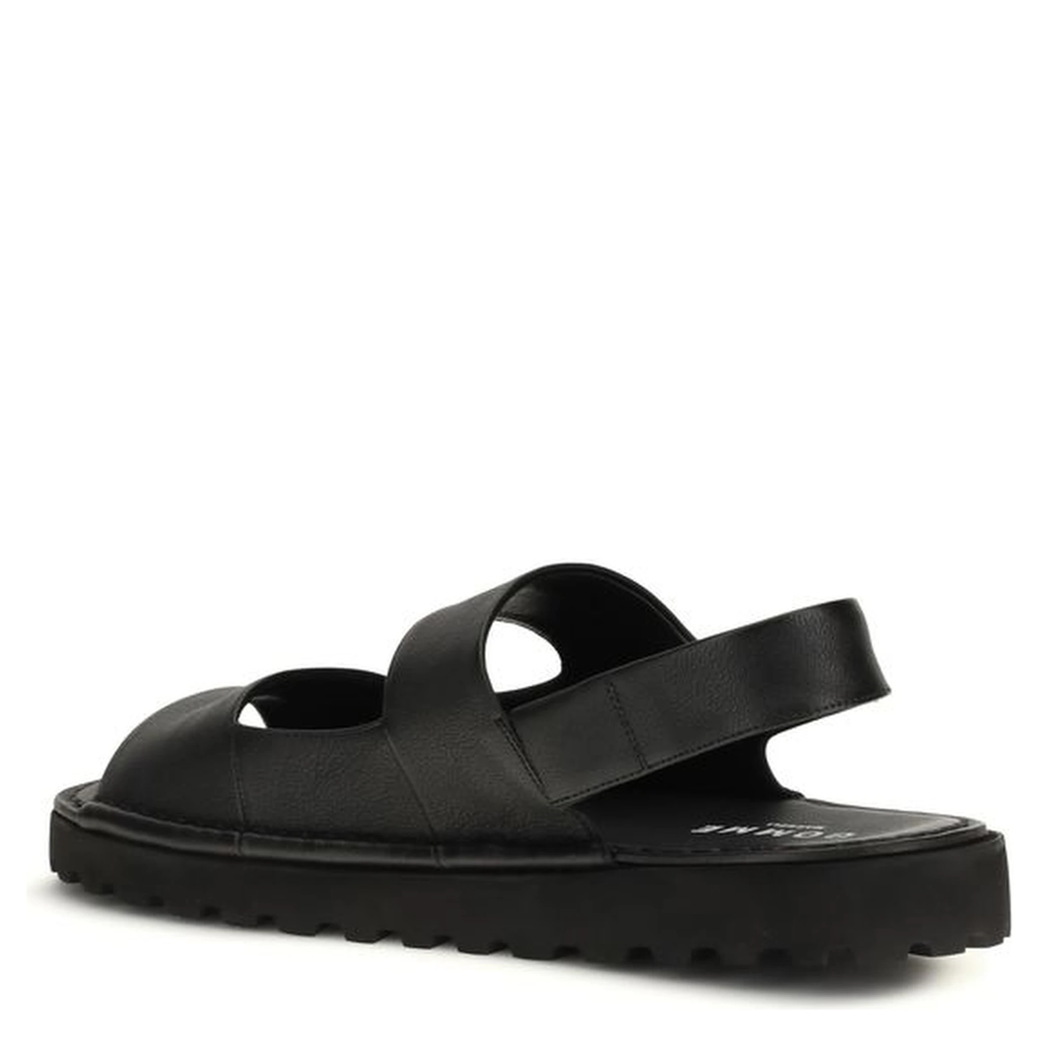 Black Calf Leather Bos Taurus Flat Sandals
