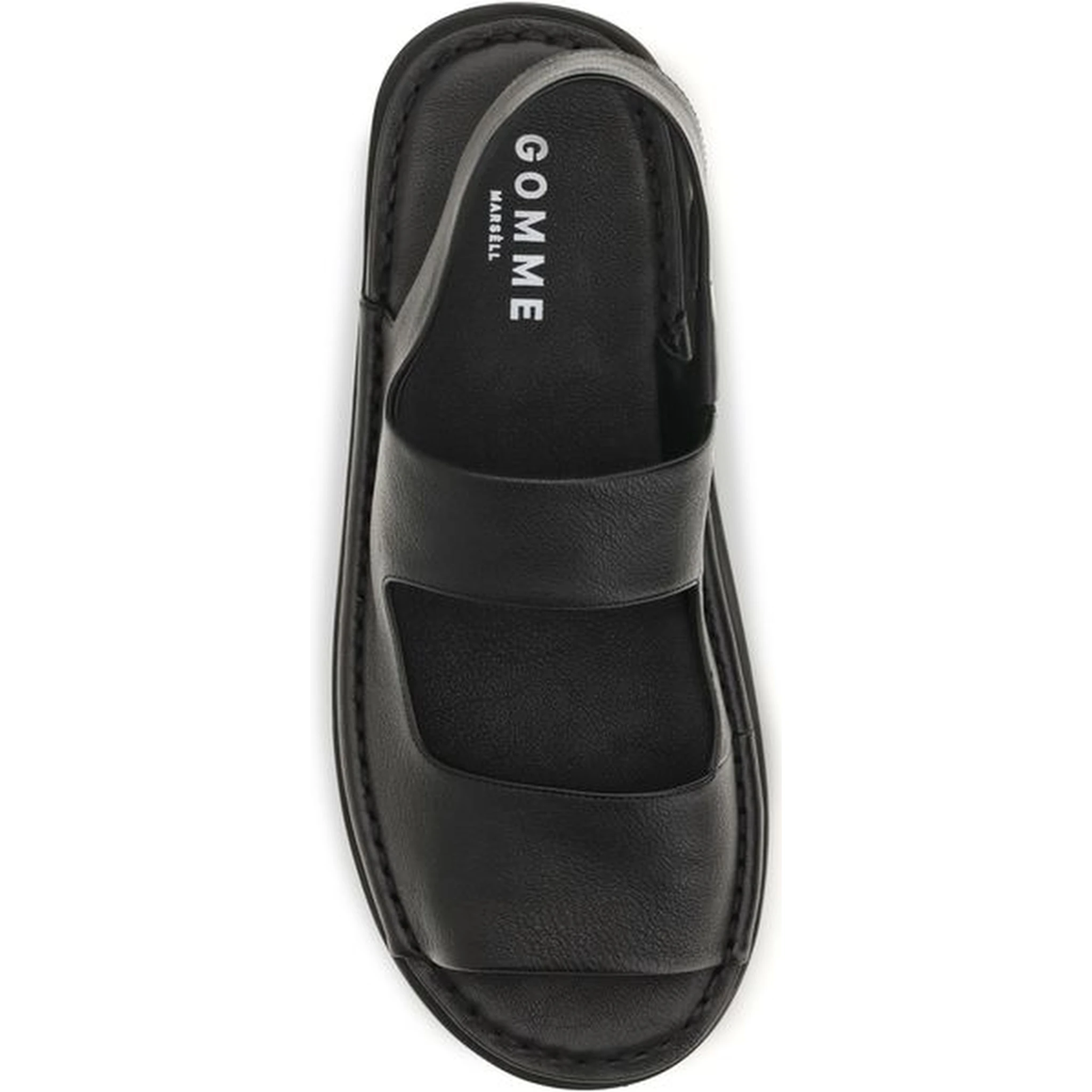 Black Calf Leather Bos Taurus Flat Sandals