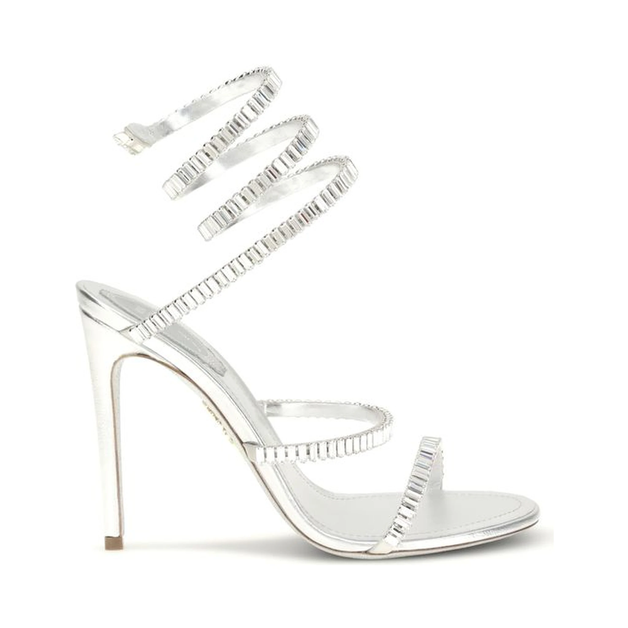 Silver Calf Leather Bos Taurus Stiletto Heel Sandals