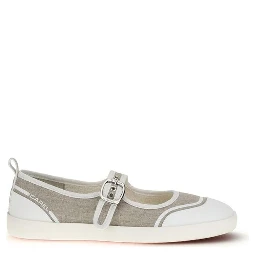 Beige Cotton Ballet Flats