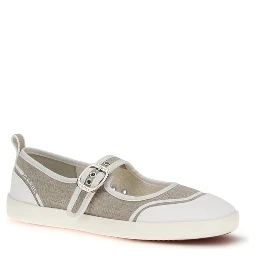 Beige Cotton Ballet Flats