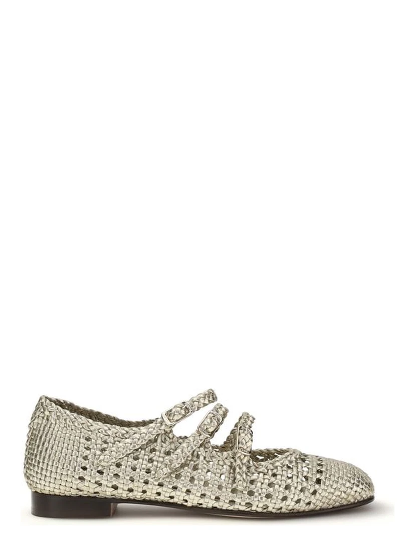 Silver Calf Leather Bos Taurus Ballet Flats