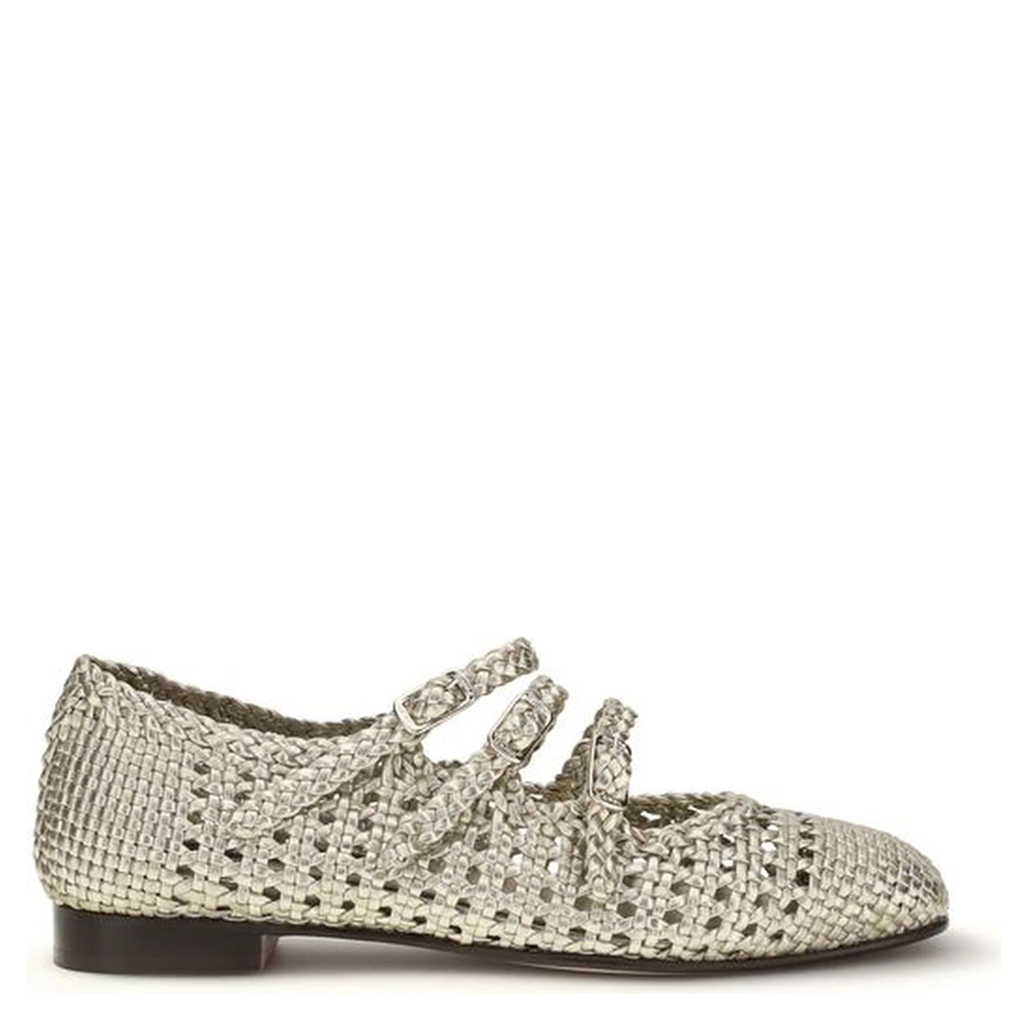 Silver Calf Leather Bos Taurus Ballet Flats