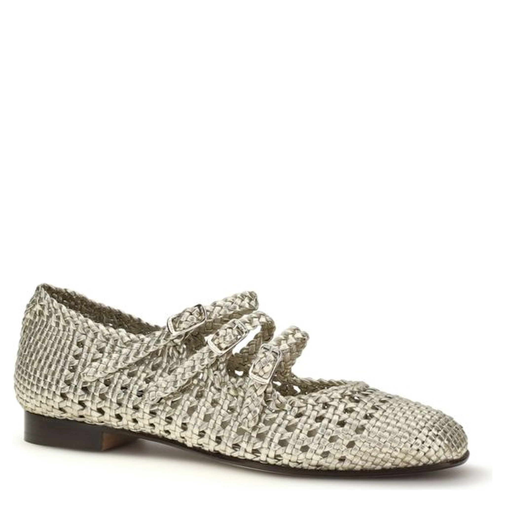 Silver Calf Leather Bos Taurus Ballet Flats