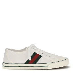 White Cotton Low Top Sneakers