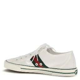 White Cotton Low Top Sneakers