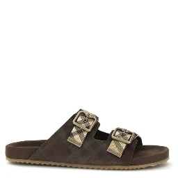 Brown Rubber Flat Sandals