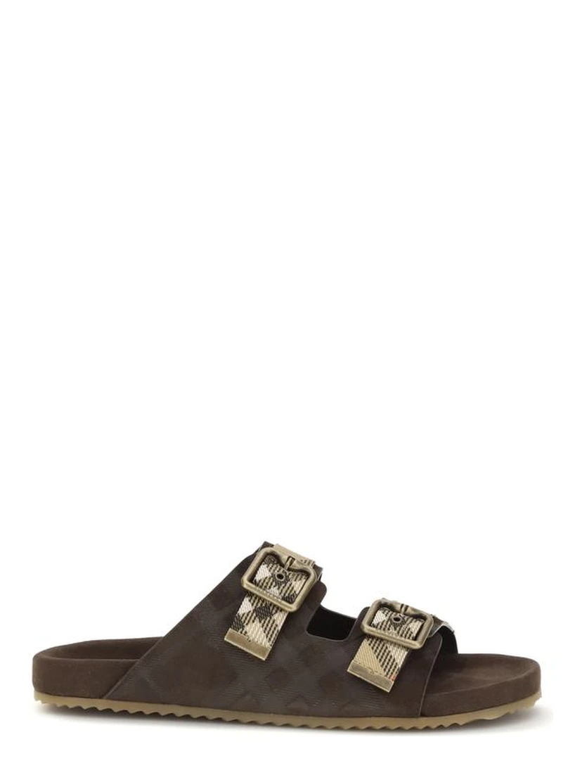Brown Rubber Flat Sandals