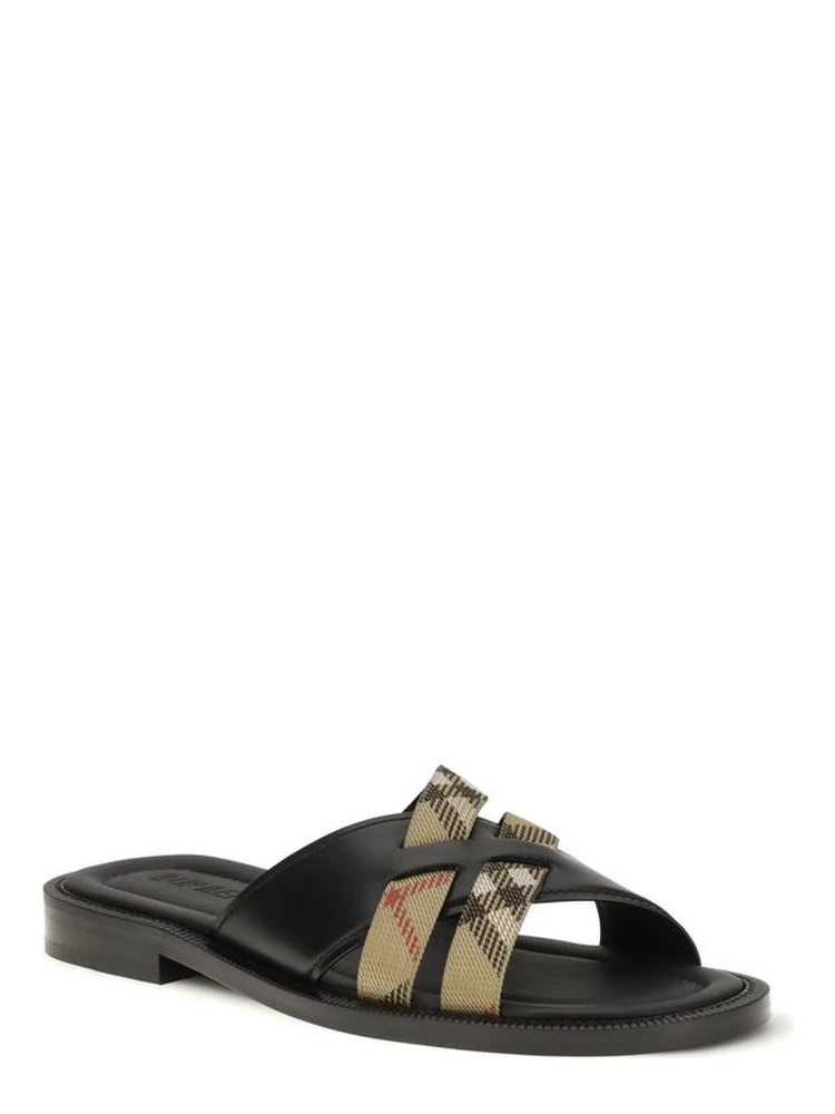 Black Calf Leather Bos Taurus Flat Sandals alternative