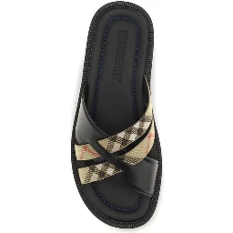 Black Calf Leather Bos Taurus Flat Sandals