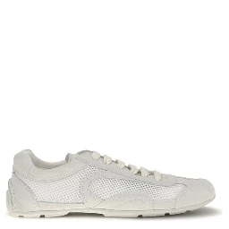White Fabric Low Top Sneakers