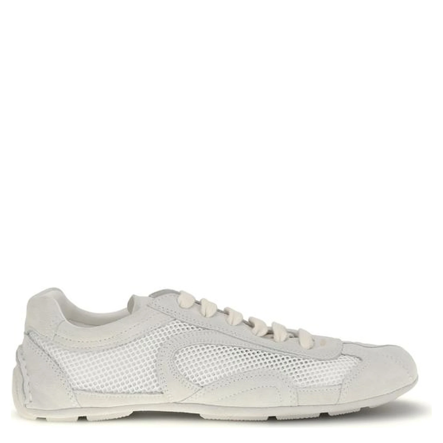 White Fabric Low Top Sneakers
