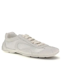 White Fabric Low Top Sneakers