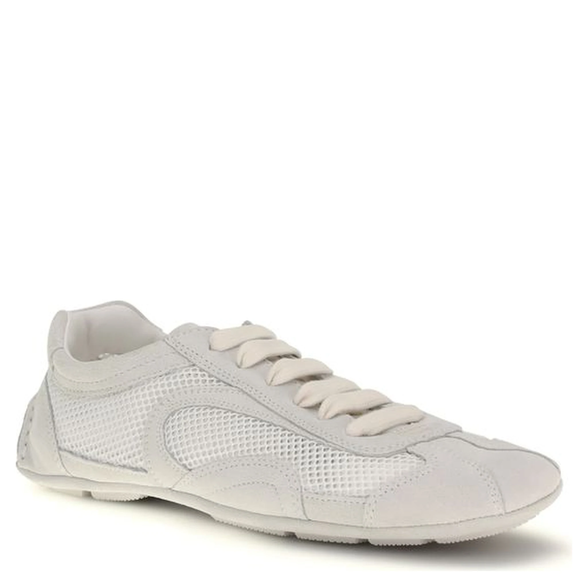 White Fabric Low Top Sneakers