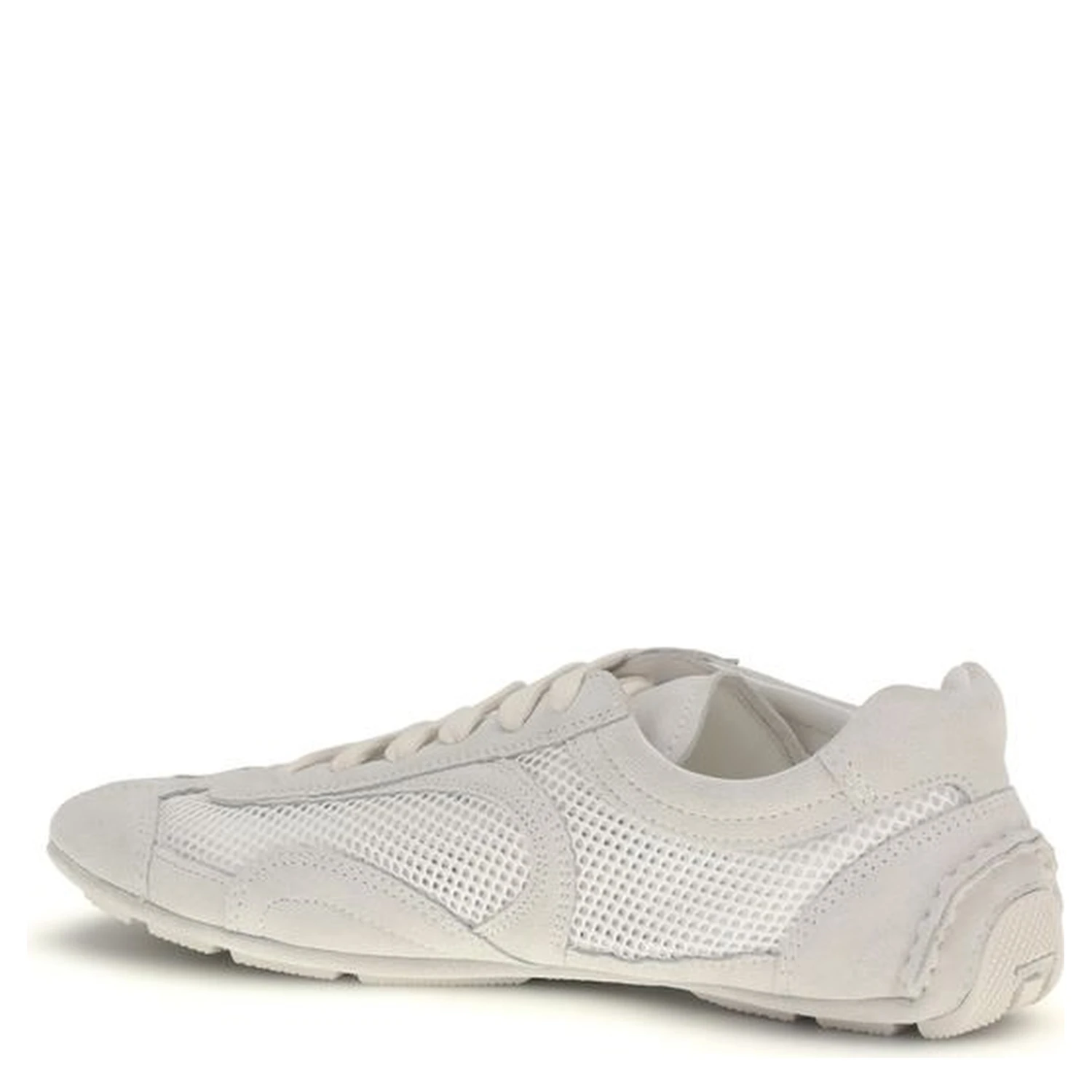 White Fabric Low Top Sneakers