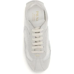 White Fabric Low Top Sneakers