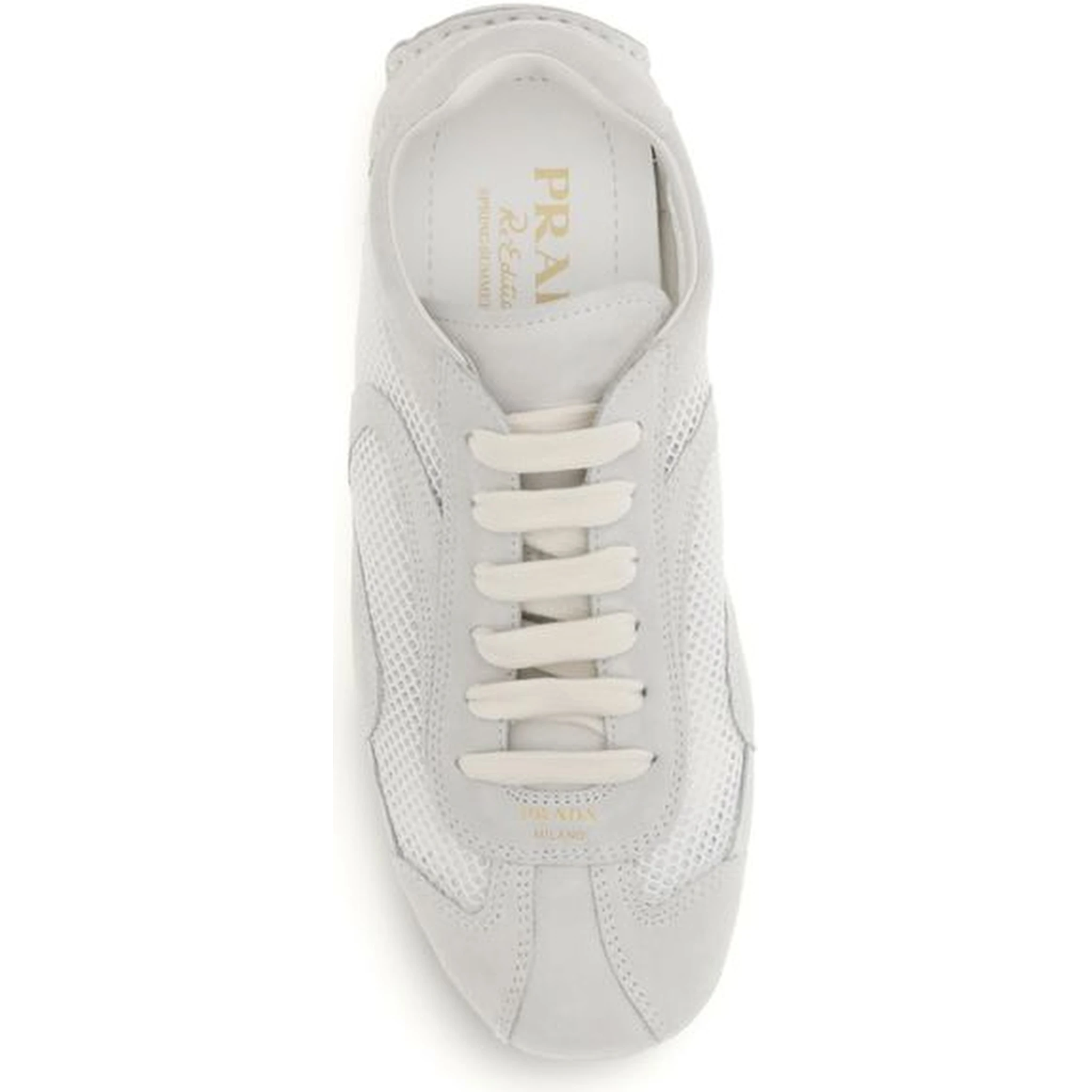 White Fabric Low Top Sneakers