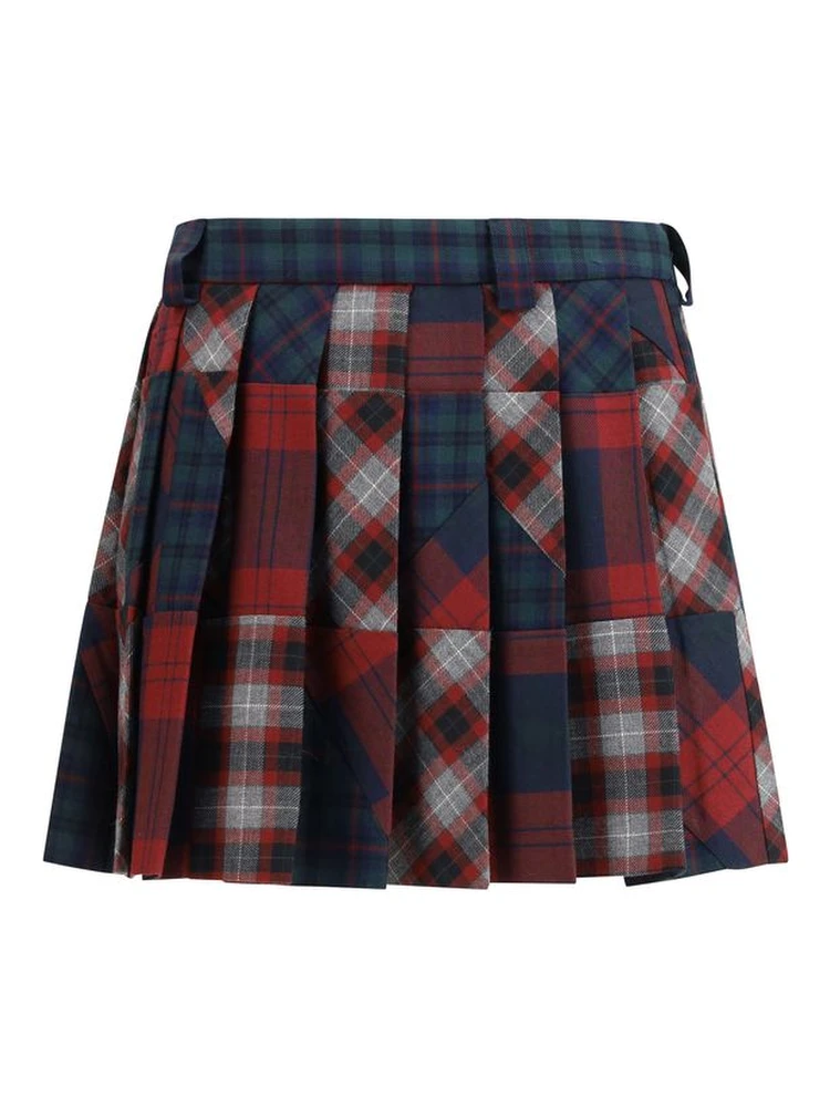Multicolor Fleece Wool Mini Skirt