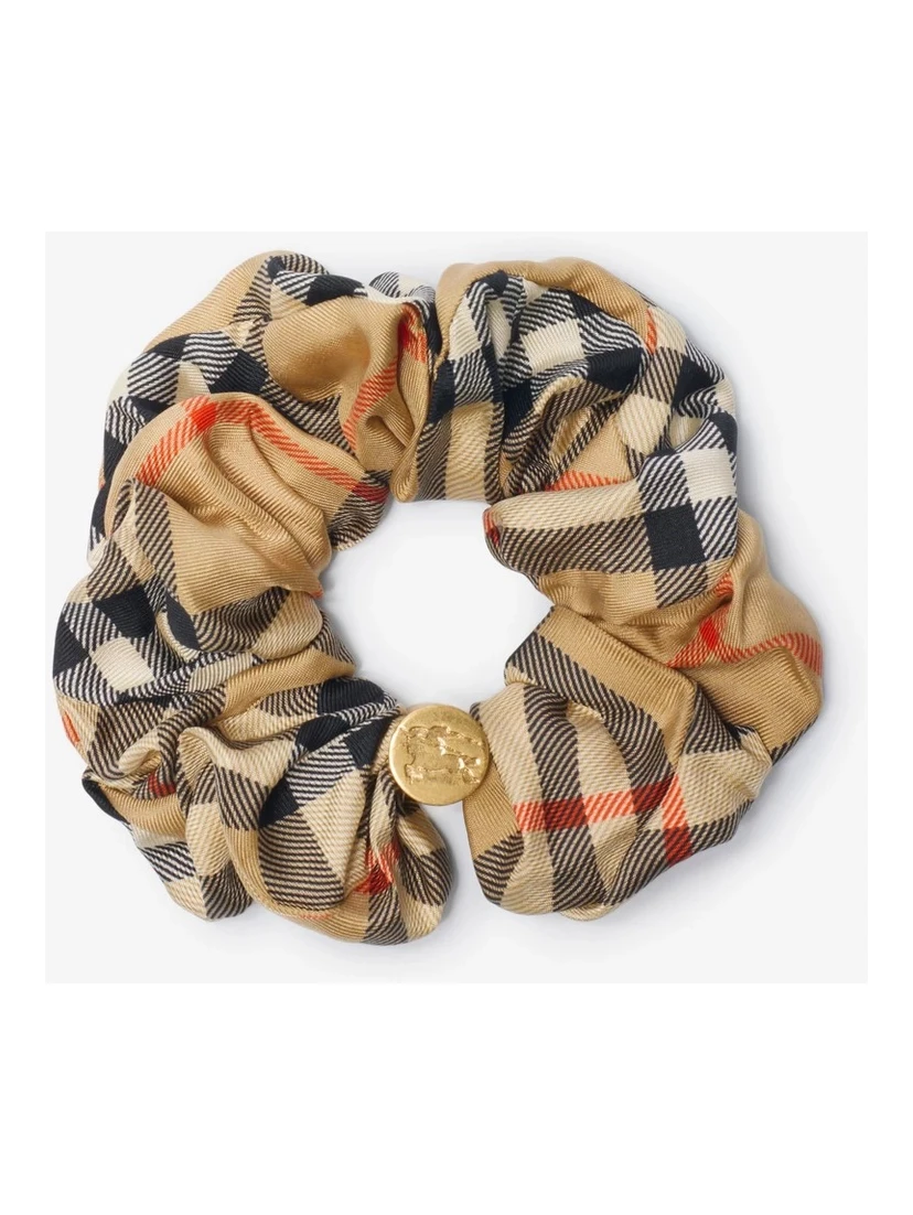 Scrunchie in silk with Check