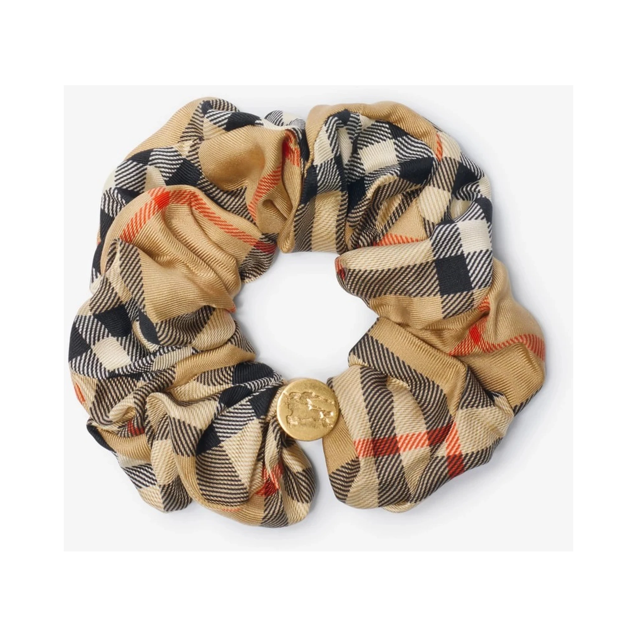 Scrunchie in silk with Check