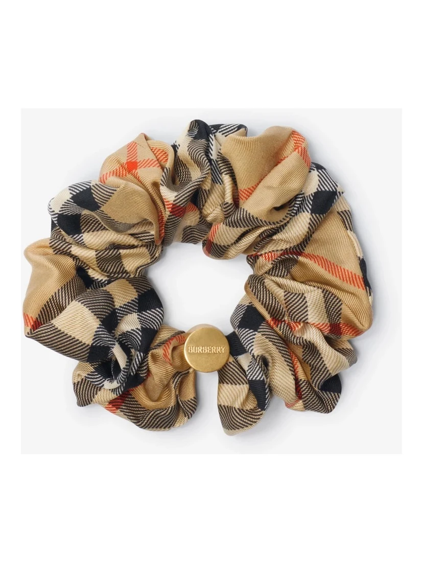 Scrunchie in silk with Check