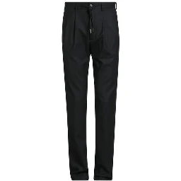 Black Elastane Casual Pants