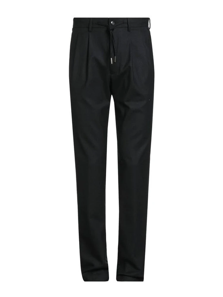 Black Elastane Casual Pants