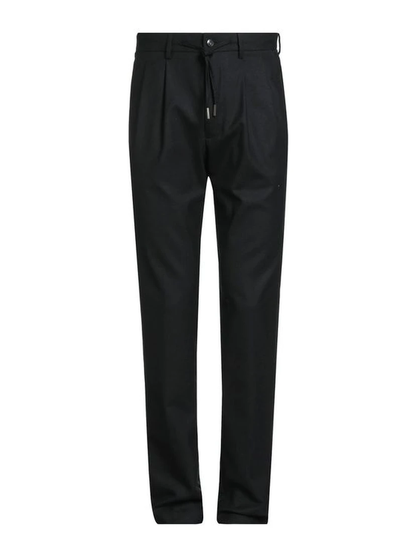 Black Elastane Casual Pants