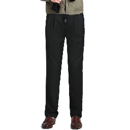 Black Elastane Casual Pants