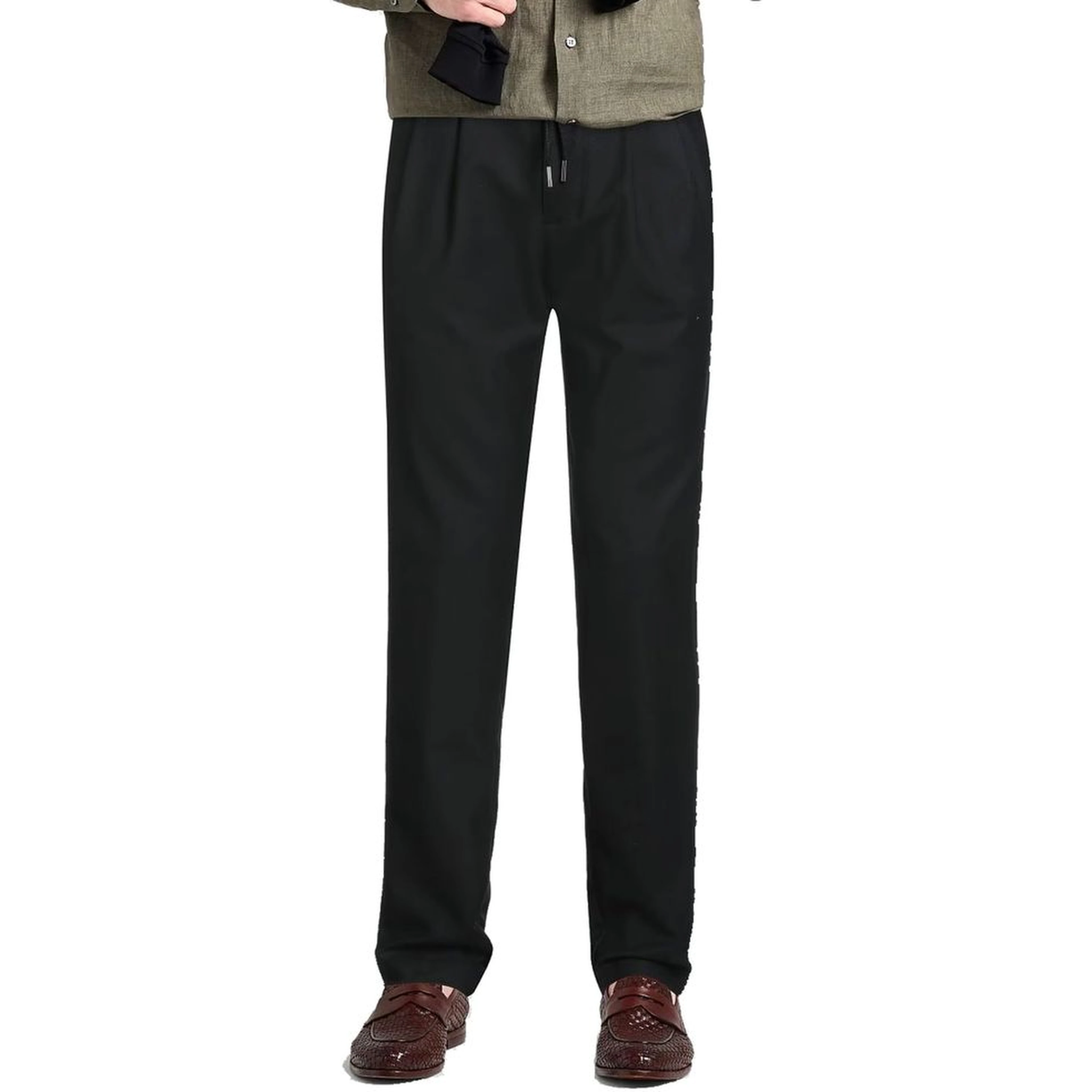 Black Elastane Casual Pants