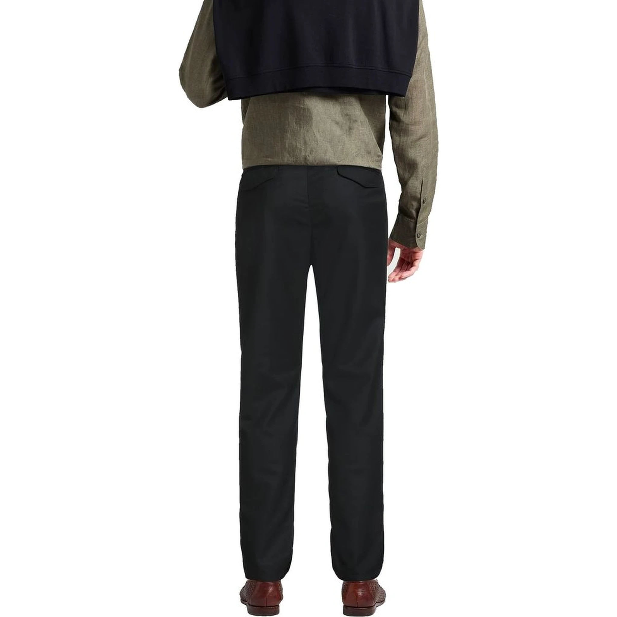 Black Elastane Casual Pants